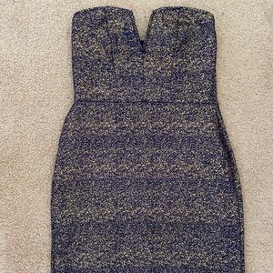 Material Girl Strapless Dress in Black and Gold